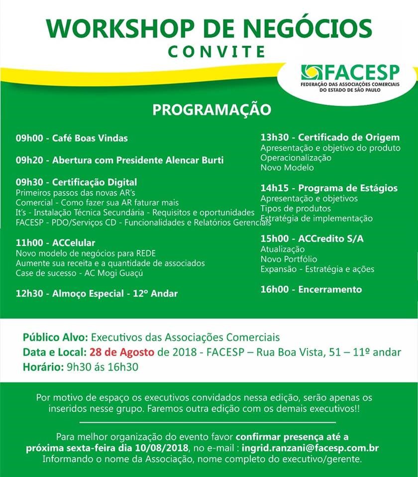 Workshop de Negócios – Acig participa do evento em São Paulo na FACESP
