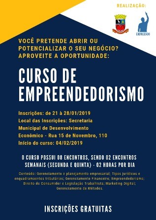 Curso de Empreendedorismo em Garça: inscrições prosseguem até dia 28