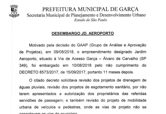 Secretaria de Planejamento Urbano libera obras do Jardim Aeroporto