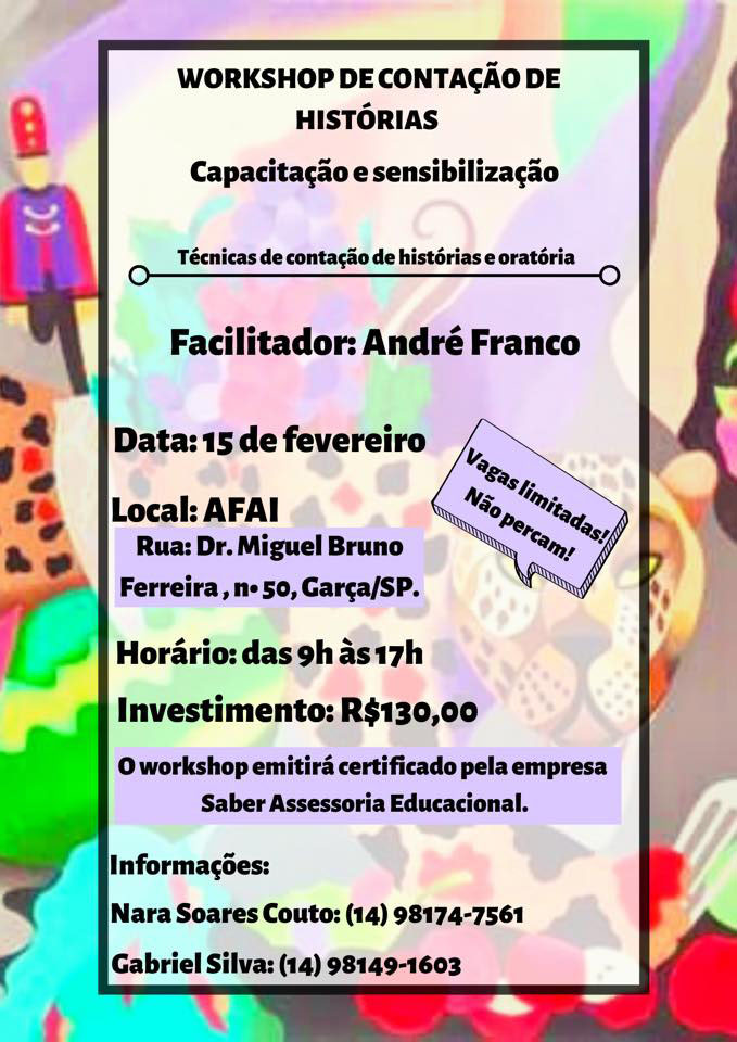 Garça recebe novamente Workshop “Contação de Histórias: Capacitação e Sensibilização”