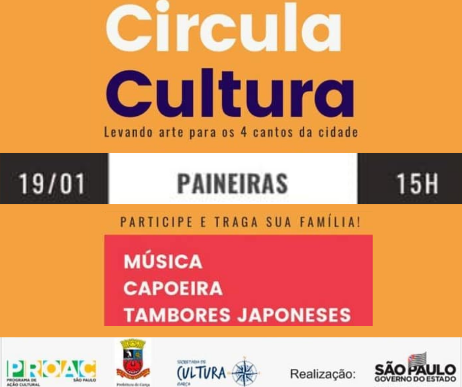 Circula Cultura acontece dia 19 de janeiro no Jardim Paineiras 