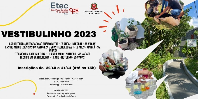 Inscrições abertas para o Vestibulinho da ETEC 2023