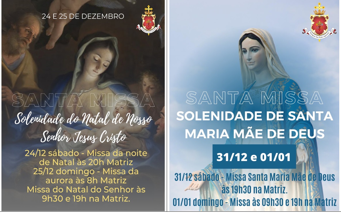 Paróquia São Pedro Apóstolo divulga celebrações de Natal e Fim de Ano em Garça - Paróquia São Pedro Apóstolo divulga celebrações de Natal e Fim de Ano em Garça -
