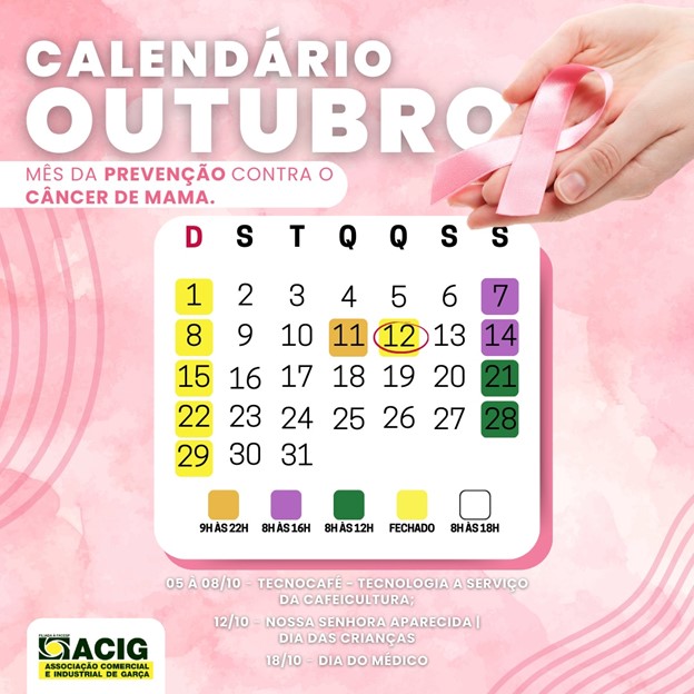  Associação divulga calendário com os horários para o mês de outubro