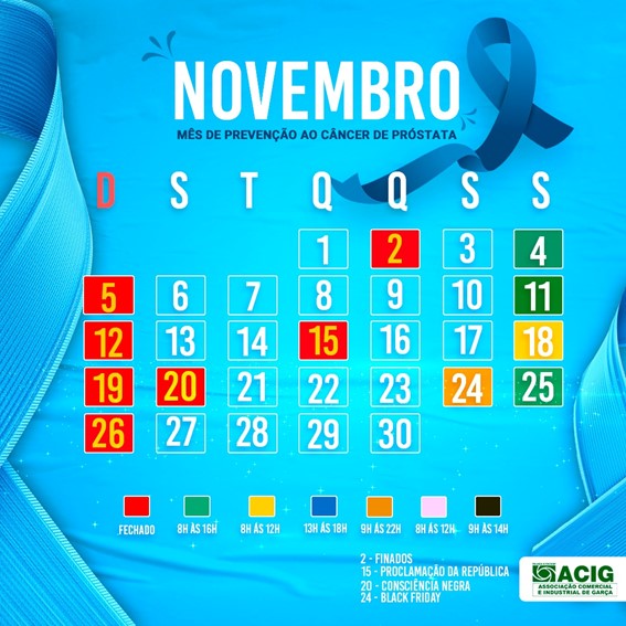  Associação divulga calendário com os horários para o mês de novembro