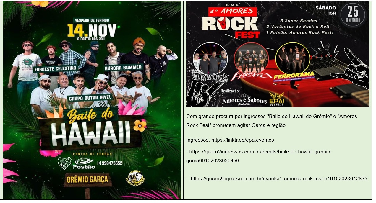 Grêmio Teatral Leopoldo Fróes: "Baile do Hawaii do Grêmio" e "Amores Rock Fest" prometem agitar Garça e região