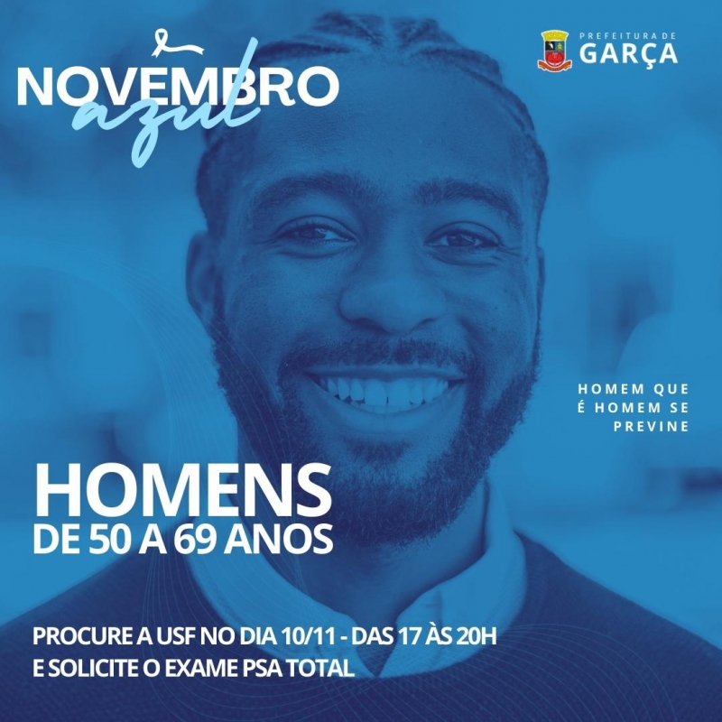 Saúde de Garça promove ação de prevenção ao câncer de próstata no próximo dia 10