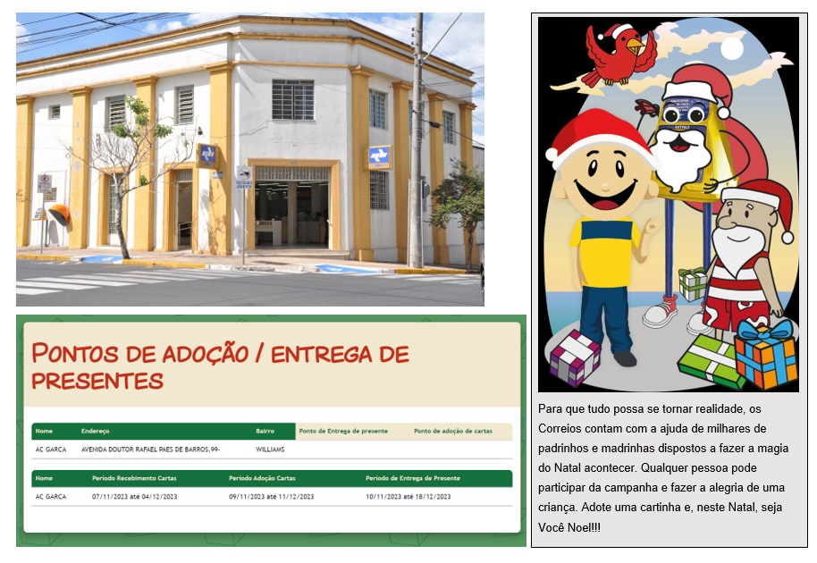 Correios iniciam campanha de adoção de cartinhas de Natal para o Papai Noel: Garça participa
