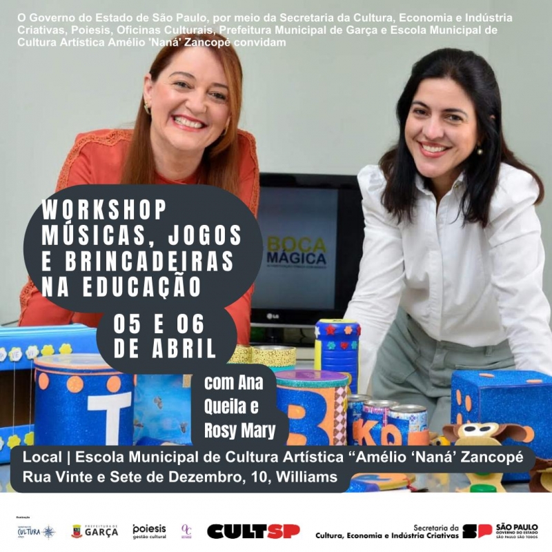  Oficina de Músicas, Jogos e Brincadeiras na Educação acontece em abril: inscrições abertas