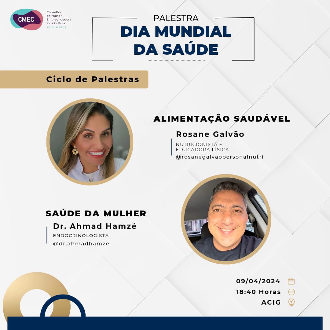   Dia Mundial da Saúde: CMEC Garça realiza ciclo de palestras amanhã