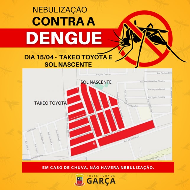 Dengue: hoje tem nebulização nos bairros Takeo Toyota e Sol Nascente