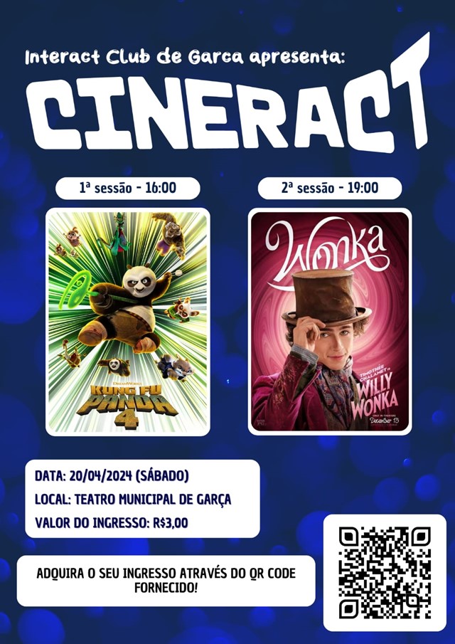 Interact Club de Garça realiza Cineract sábado, no Teatro Municipal