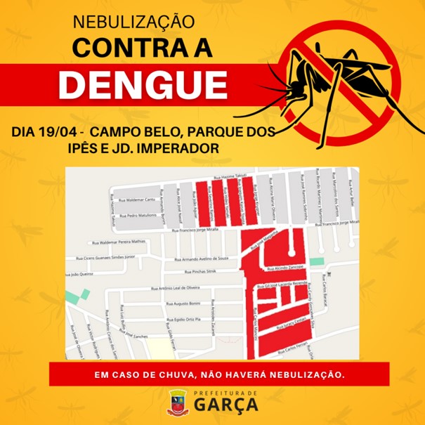 Dengue: hoje, sexta-feira, tem  nebulização nos bairros Campo Belo, Parque do Ipês e Jardim Imperador