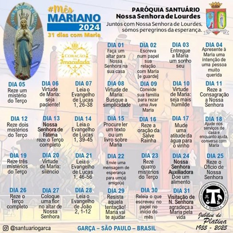  Paróquia garcense inicia amanhã Mês Mariano 2024