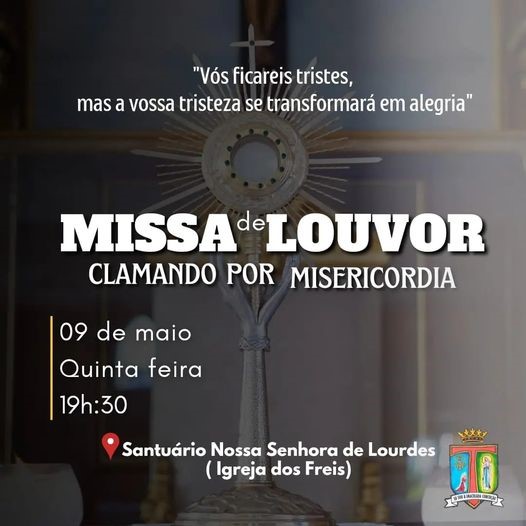 Paróquia realiza amanhã Missa de Louvor Clamando por Misericórdia