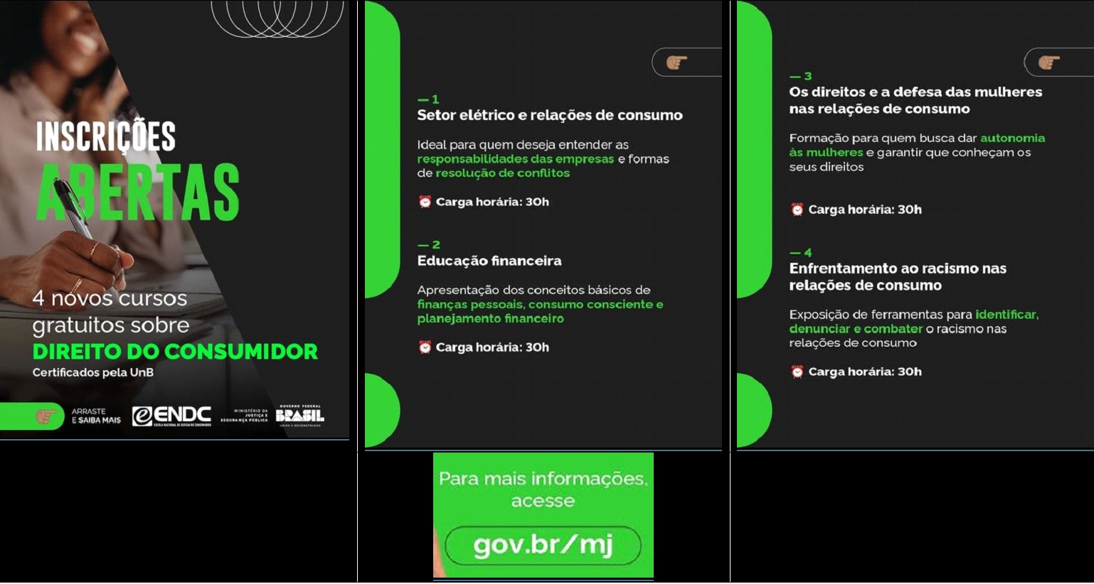 Governo Federal abre inscrições abertas para quatro cursos gratuitos online de direito do consumidor