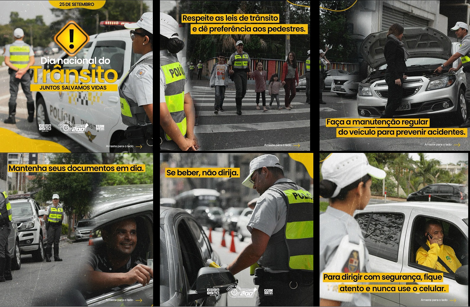 Polícia Militar orienta sobre trânsito no Dia Nacional do Trânsito, comemorado ontem