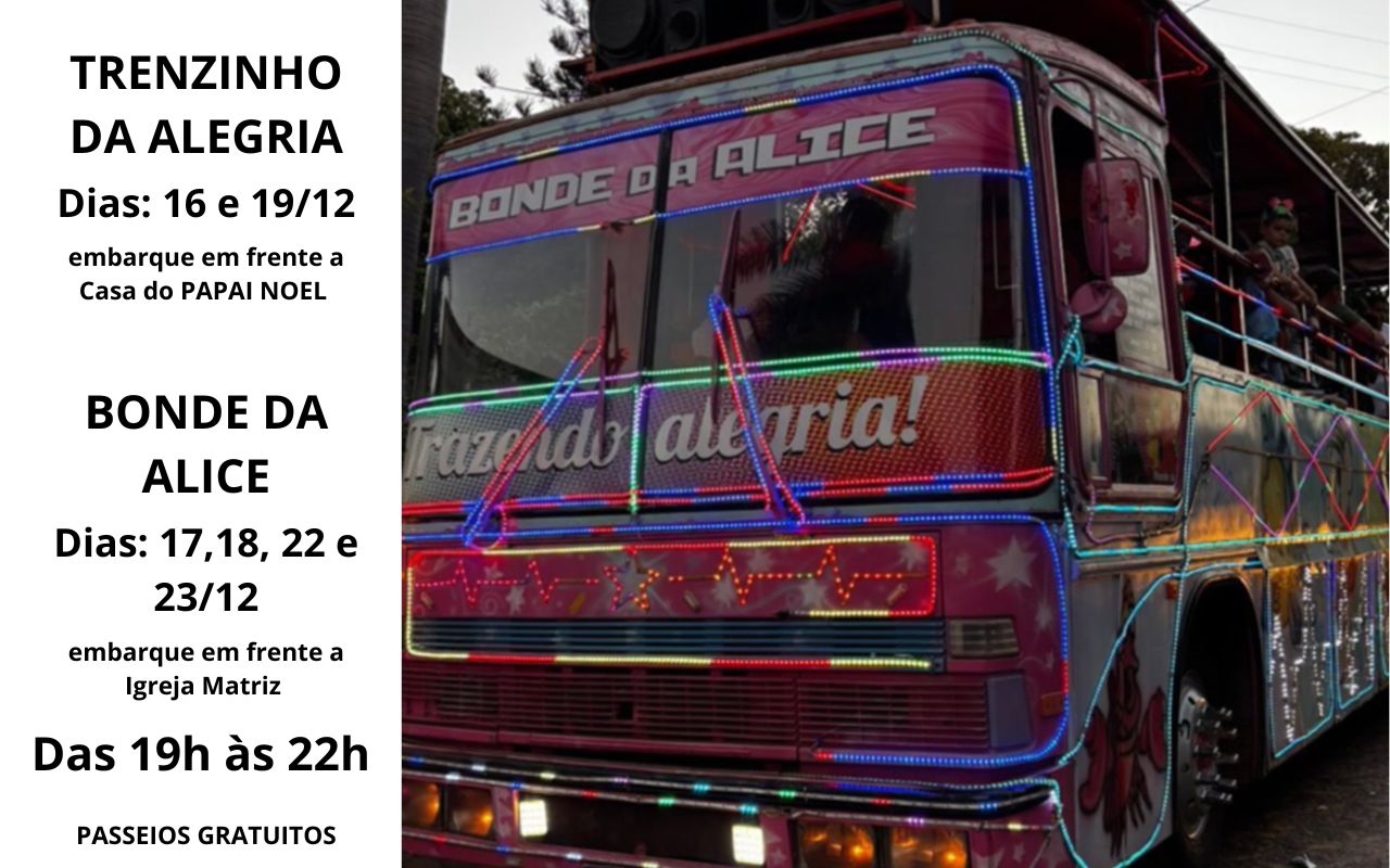 Passeios gratuitos no Trenzinho da Alegria e Bonde da Alice atraem famílias e consumidores para o comércio de Garça  